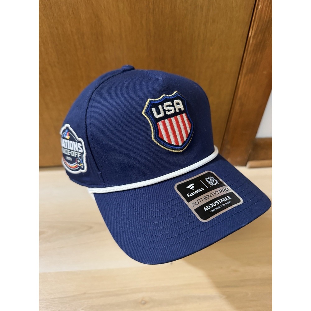 USA Hockey Navy 2025 4 Nations Face-Off A-Frame Rope Snapback Hat Fanatics NEW